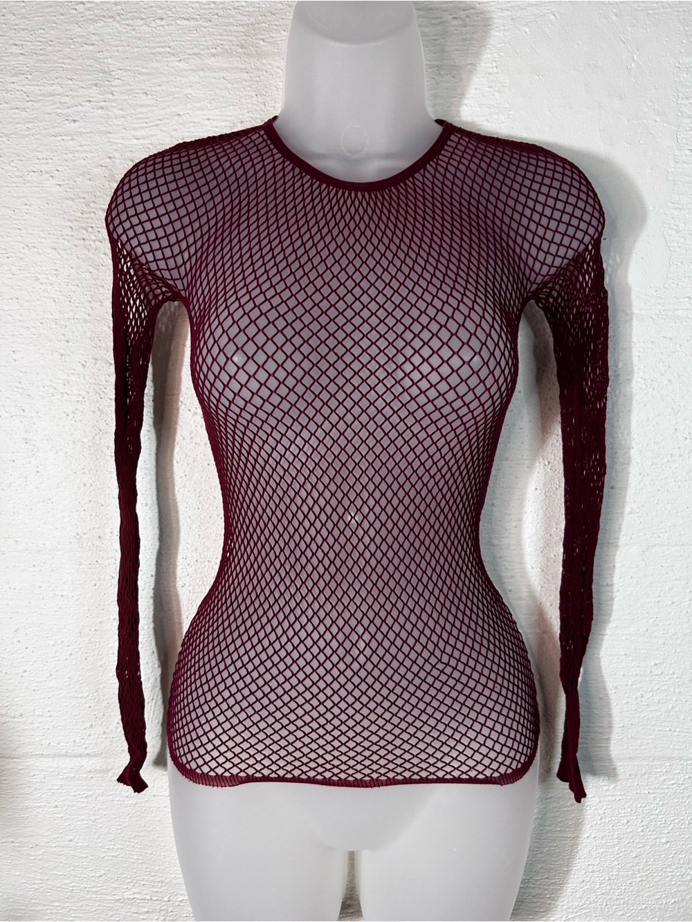 Maroon fishnet top